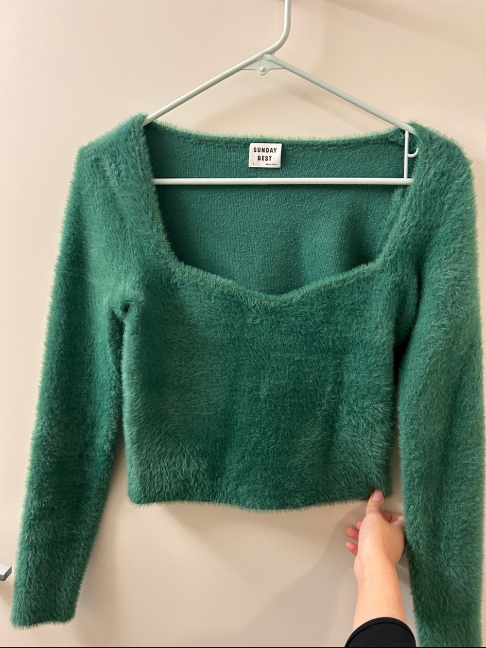 Aritzia Sunday Best Elsie Sweater fuzzy green